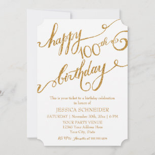 100th, Hundredth Birthday Party Celebration Invitation