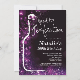 100th Wine Birthday Aged to Perfection Purple Invitation