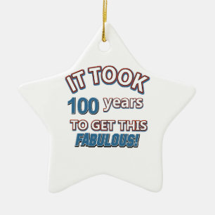 100th year birthday designs ceramic tree decoration