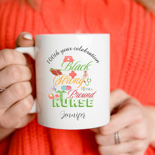 100th year celebration black history nurse  coffee mug