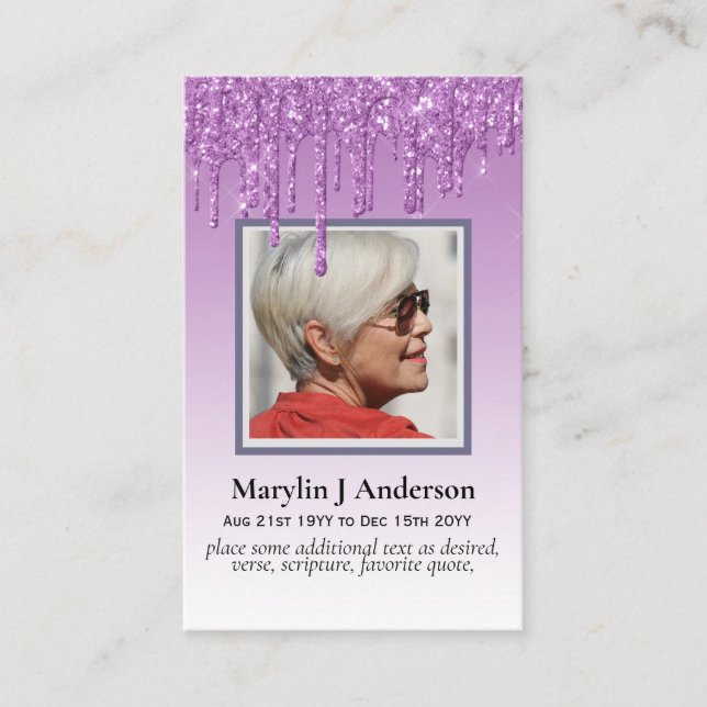 100x Budget Pink Floral Photo Memorial Prayer Busi Business Card (Front)