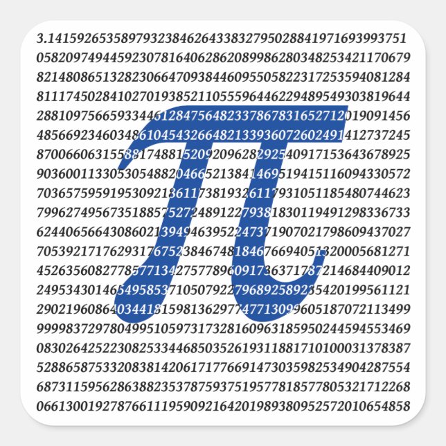 1018 Digits of Pi Square Sticker (Front)
