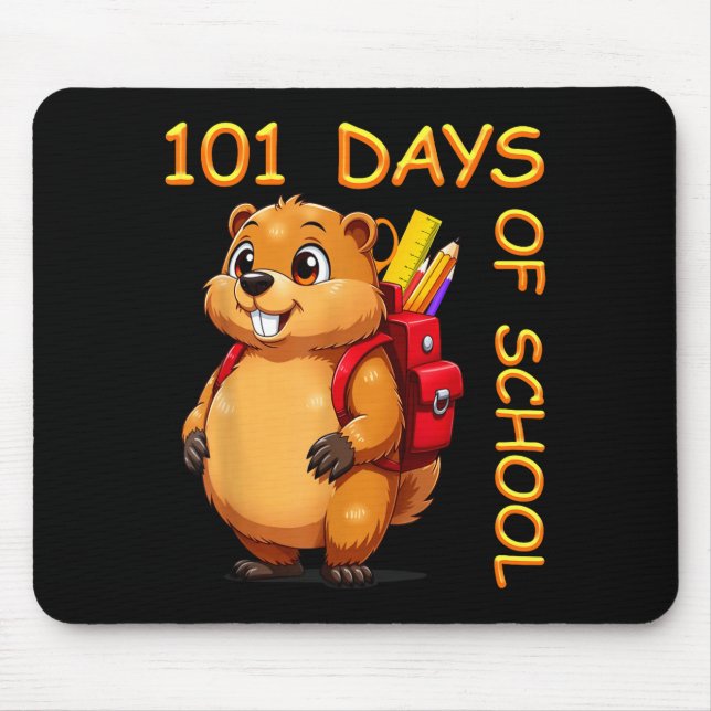 101 Days Of School Dabbing Groundhog Funny Teacher Mouse Mat (Front)