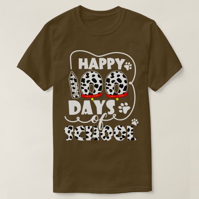 101 Days Of School Dalmatian Dog 100 Days Smarter  T-Shirt (Design Front)