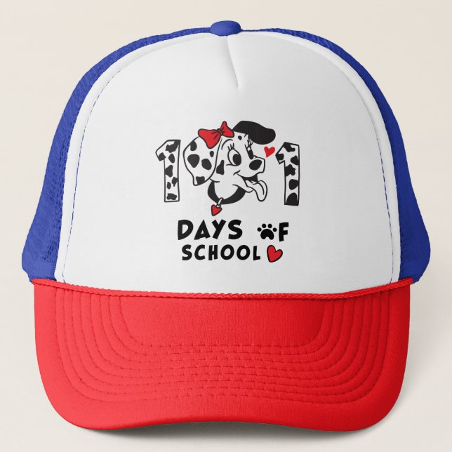 101 Days Of School Dalmatian Dog funny Trucker Hat (Front)