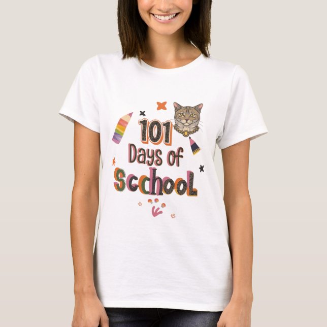 101 Days Of School Dalmatic cat T-Shirt (Front)