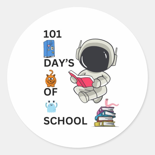 "101 Days Of School Left" Classic Round Sticker (Front)