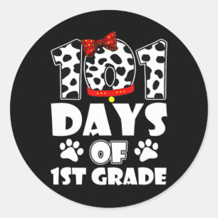 101 Days School 1st Grade Dog 100 Days Smarter Stu Classic Round Sticker