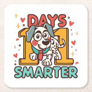 101 Days Smarter Dalmatian Dog Square Paper Coaster