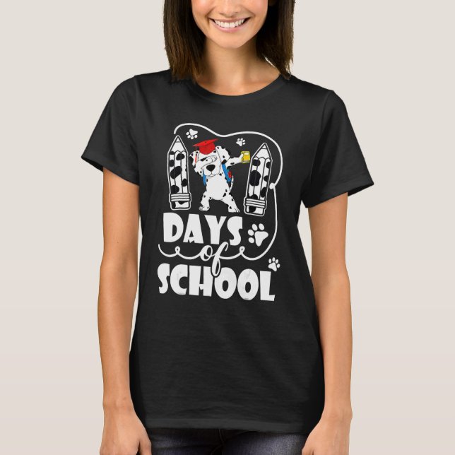 101 Days Smarter Funny Dabbing Dog Teacher Boys Ki T-Shirt (Front)