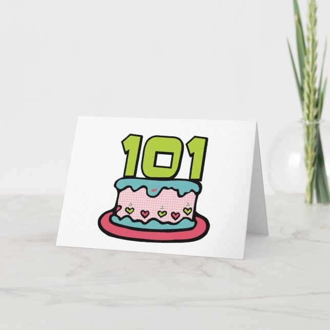 101 Year Old Birthday Cake Card (Front)
