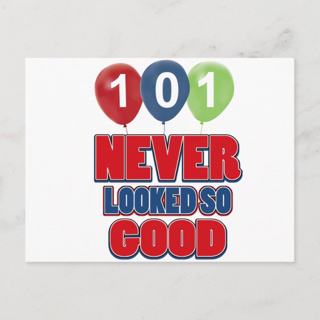 101 year old birthday designs postcard (Front)