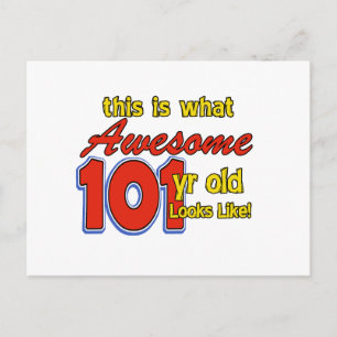 101 YEARS OLD BIRTHDAY DESIGNS POSTCARD