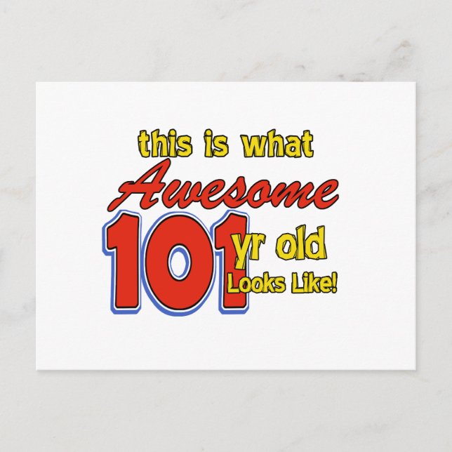 101 YEARS OLD BIRTHDAY DESIGNS POSTCARD (Front)