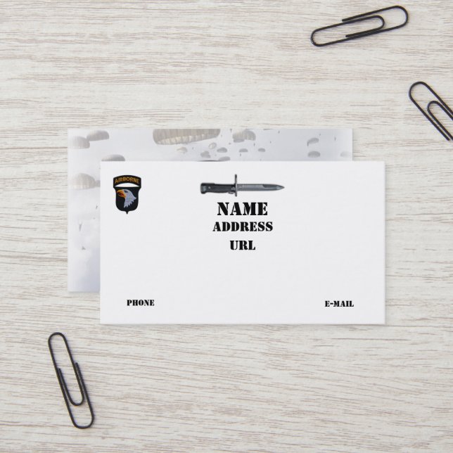 101st ABN DIV Airborne Division Screaming Eagles Business Card (Front/Back In Situ)