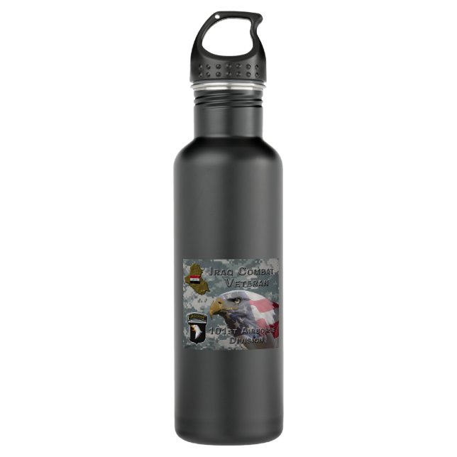 101st Airborne Div Iraq Combat Veteran 710 Ml Water Bottle (Front)