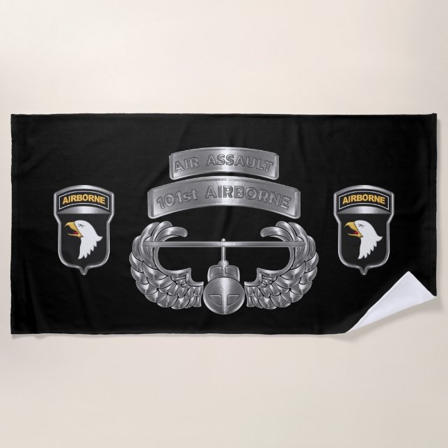 101st Airborne Division “Air Assault Ranger"   Beach Towel (Front)