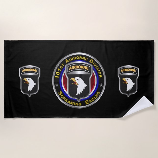 101st Airborne Division “Air Assault Ranger"  Beach Towel (Front)