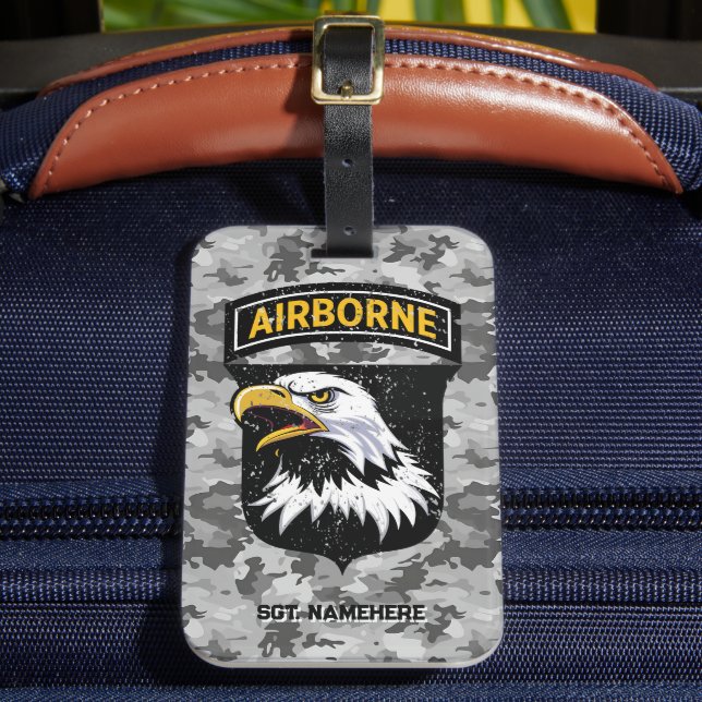 101st Airborne Division Camouflage Customisable Luggage Tag (Front Insitu 2)