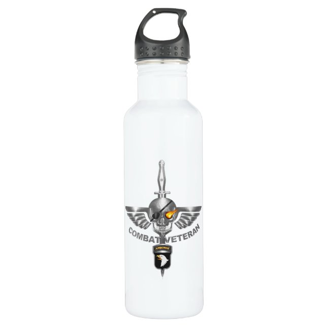 101st Airborne Division Combat Veteran  710 Ml Water Bottle (Front)