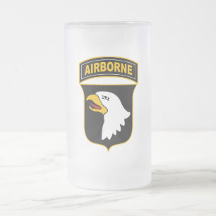 101st Airborne Division Military Veteran Frosted Glass Beer Mug