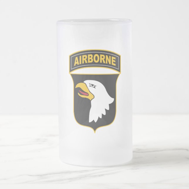 101st Airborne Division Military Veteran Frosted Glass Beer Mug (Center)