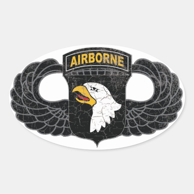 101st Airborne Division "Screaming Eagles" RUSTIC Oval Sticker (Front)