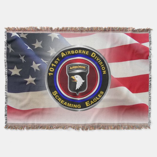 101st Airborne Division Screaming Eagles Throw Blanket (Front)