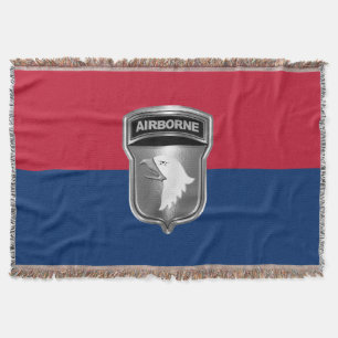 101st Airborne Division Silver Custom Design Throw Blanket