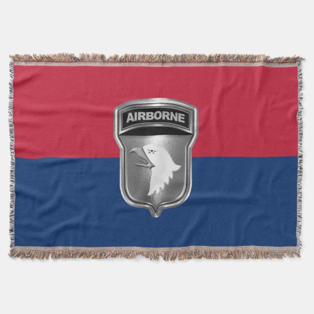101st Airborne Division Silver Custom Design Throw Blanket (Front)