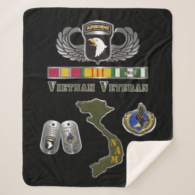 101st Airborne Division Vietnam Veteran Sherpa Blanket (Front)