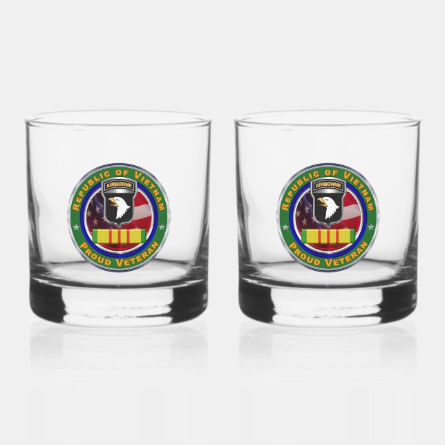 101st Airborne Division Vietnam Veteran Whiskey Glass (Front)