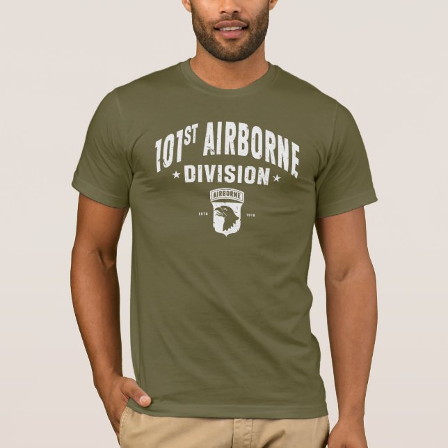 101st Airborne Division White Distressed T-Shirt (Front)