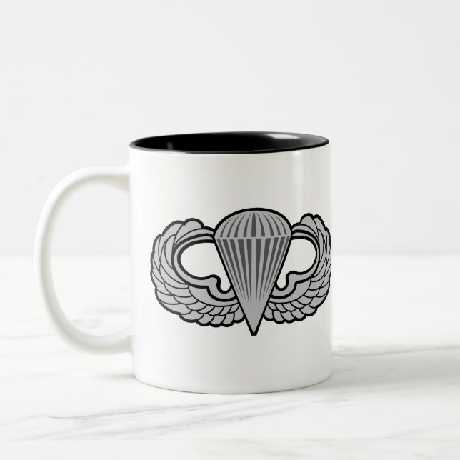101st Airborne Patch with Jump Wings Two-Tone Coffee Mug (Left)