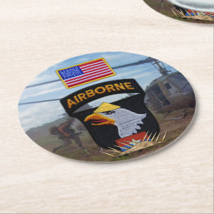 101st airborne screaming eagles vietnam nam war round paper coaster