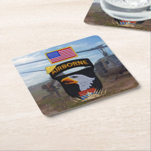 101st airborne screaming eagles vietnam nam war square paper coaster