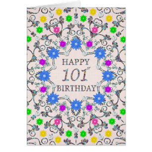 101st Birthday Abstract Flowers 
