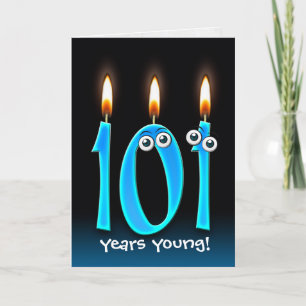 101st birthday candles on black card