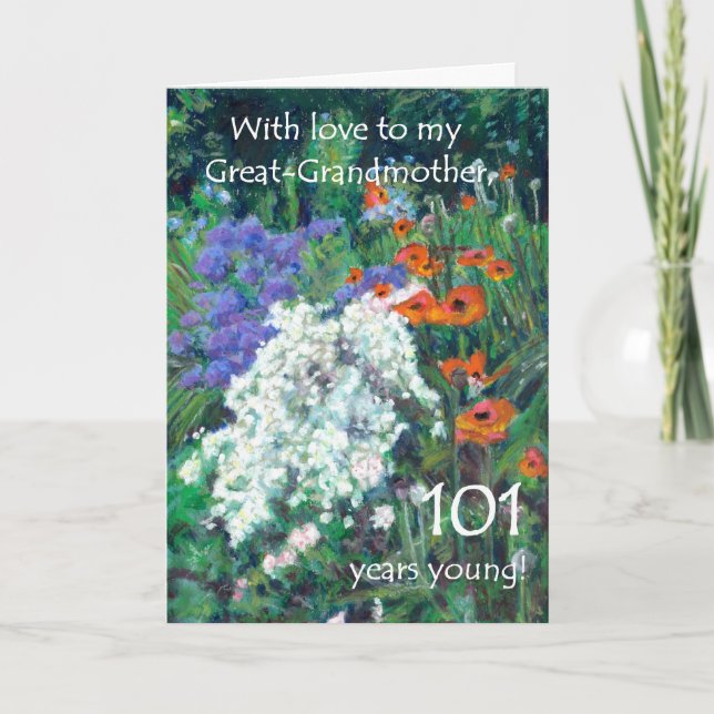 101st Birthday Card for Great-Grandmother - Garden (Front)