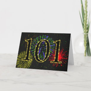 101st Birthday card with fireworks