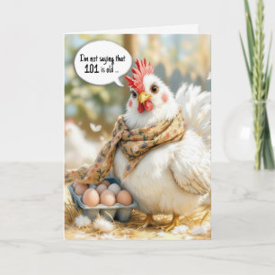 101st Birthday Hen With Eggs in Carton Card