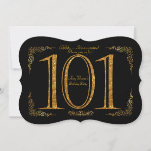 101st, Birthday party 101st, Gatsby, black & gold Invitation