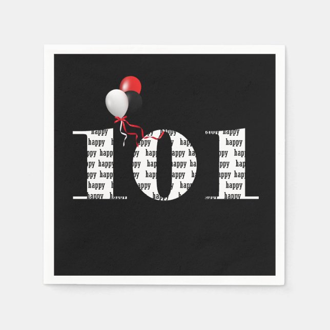 101st Birthday party balloons Napkin (Front)