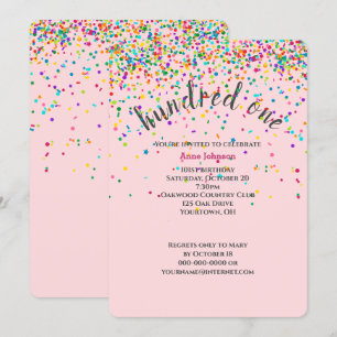 101st Birthday Party confetti Invitation