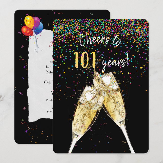 101st Birthday party Invitation (Front/Back)