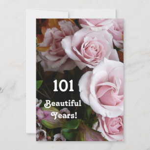 101st Birthday Party- Pink Rose Bouquet Invitation