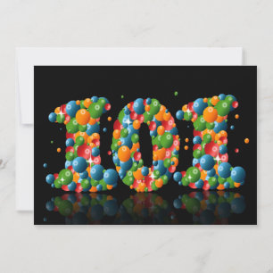 101st Birthday party, with bubbles and balls Invitation