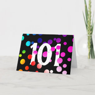 101st Birthday Rainbow Dots on Black Card
