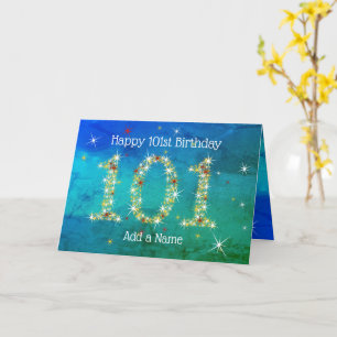 101st Birthday - Star Numbers - Blue/Green Age 101 Card