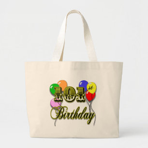 101st Birthday with Balloons Large Tote Bag